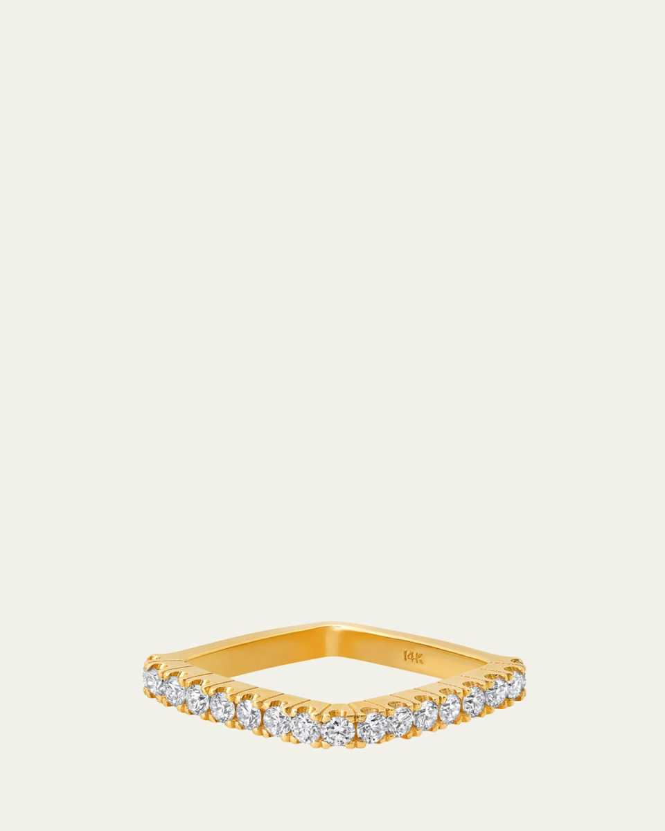 14K Gold Diamond Square Stacking Ring